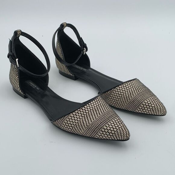 Lafayette 148 New York D’Orsay Black and Cream Patterned Flats Womans size 8/38 - Picture 1 of 13